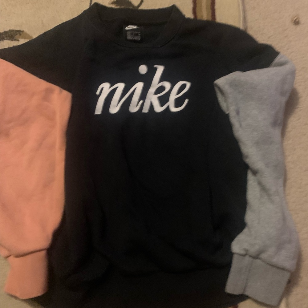 Nike  Colorblock Sweater - Black, Pink, and Gray